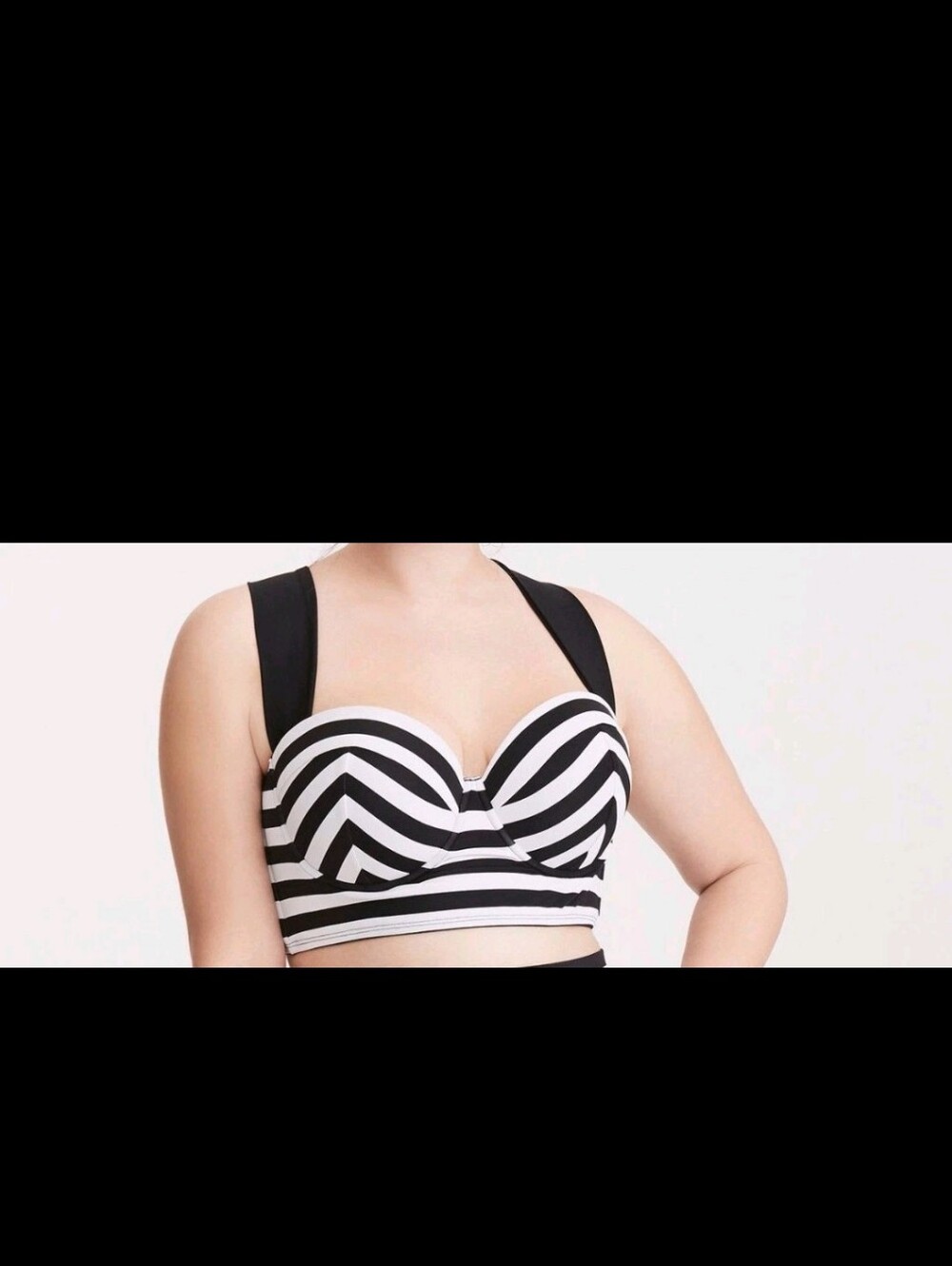 Torrid Womens Black White Striped Push Up Bikini Top pinup Size 1X rockabilly
